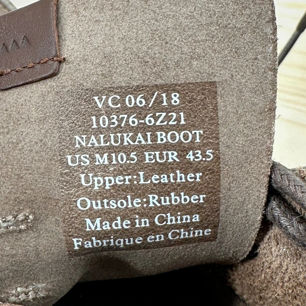 OluKai Nalukai Boots Chukka Mens 10.5 Brown Leather Waterproof Moc Toe